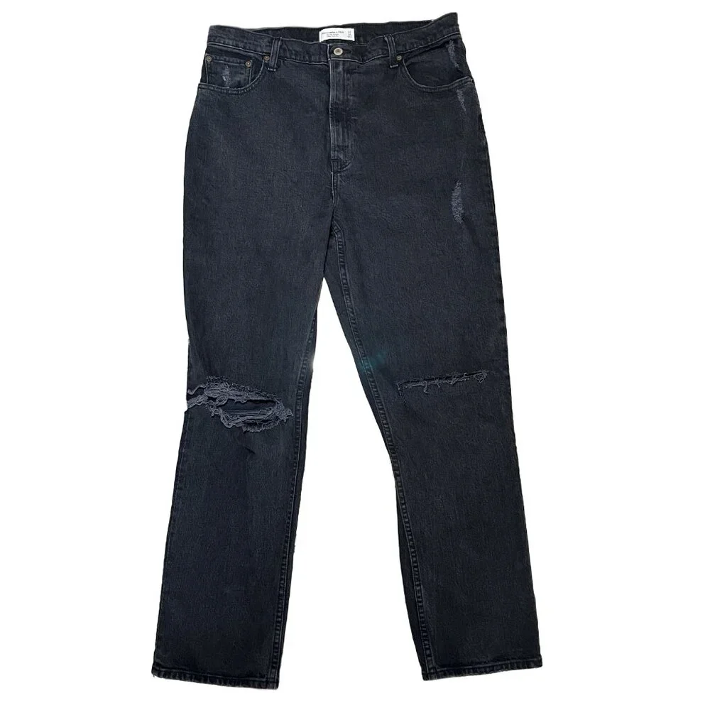 Abercrombie & Fitch Women's Ultra High Rise 90s Straight Jean Black 32/14R - Picture 4 of 11